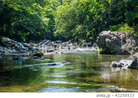 吾妻峡の岩場と入間川の流れ 41250515