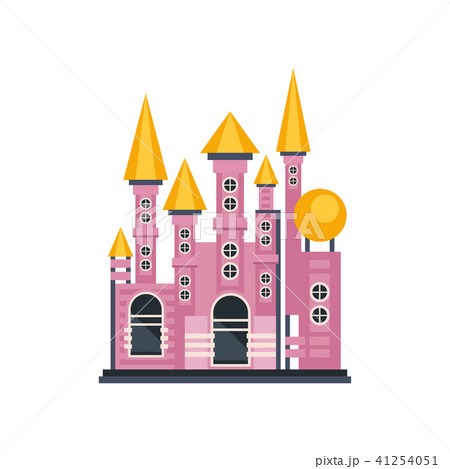 Pink Fairytale Princess Castle Vector のイラスト素材