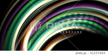 Multicolored wave lines on black background design 41255483