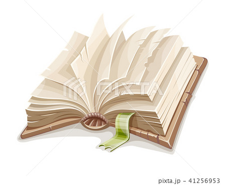 Old open book spread with blank paper 41256953