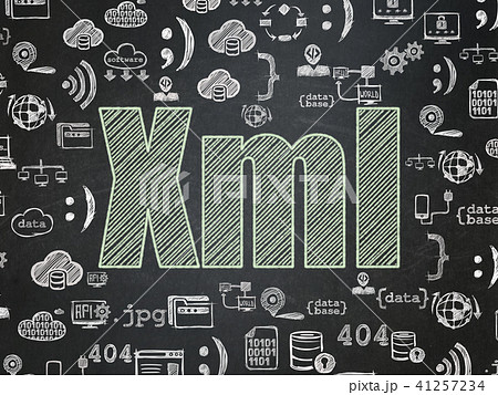 Database concept: Xml on School board background 41257234