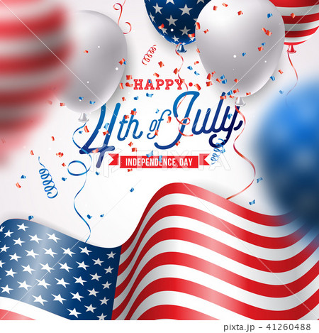 Independence Day of the USA Vector Illustration. Fourth of July Design with Air Balloon and Flag on Independence Day of the USA Vector Illustration. Fourth of July Design with Air Balloon and Flag on 41260488