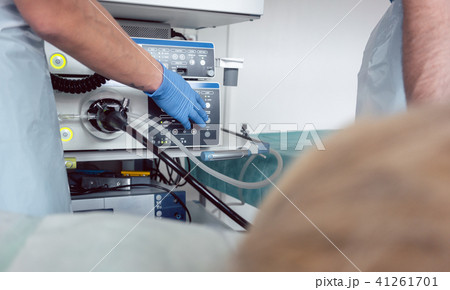 Doctor inserting camera of endoscope during gastroscopy 41261701