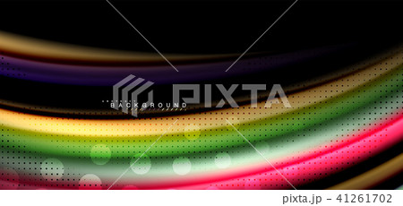 Multicolored wave lines on black background design 41261702