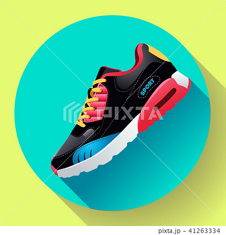 fitness sneakers shoes for training running shoe flat design with long shadow fitness sneakers shoes for training running shoe flat design with long shadow 41263334