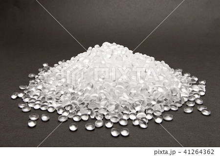 Plastic pellets. Transparent Polyethylene granules 41264362