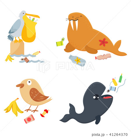 Bright eco set with funny characters 41264370