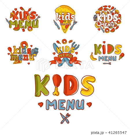 Kids organic menu hand drawn banner vector cartoon cute label cooking restaurant healthy fresh food. 41265547