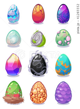 Magic Dragon Vector Colored Eggs Painted With のイラスト素材