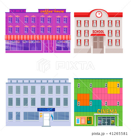 City public buildings houses flat design office architecture modern street apartment vector 41265581