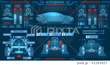 Car service. Graphical interface. Diagnostic alignment of the wheels. Check of shock-absorbers, the 41265627