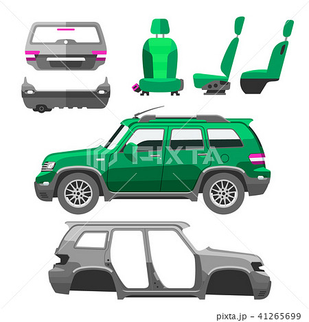 Car service parts flat auto mechanic repair of machines and equipment vector illustration 41265699