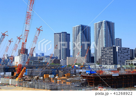 東京オリンピック選手村 工事現場の写真素材