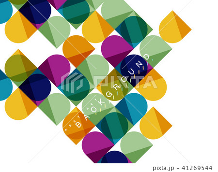 Round square geometric shapes on white, tile mosaic abstract background 41269544