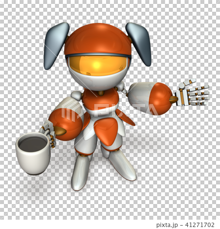 可愛的機器人,手裡拿著咖啡迎接你 可愛的機器人,手裡拿著咖啡迎接你 41271702