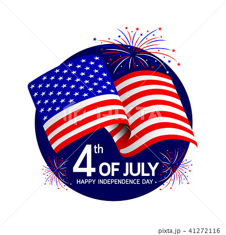 Independence day with Usa flags and fireworks cele Independence day with Usa flags and fireworks cele 41272116