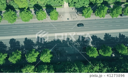 Aerial view of street traffic along the park Aerial view of street traffic along the park 41273896