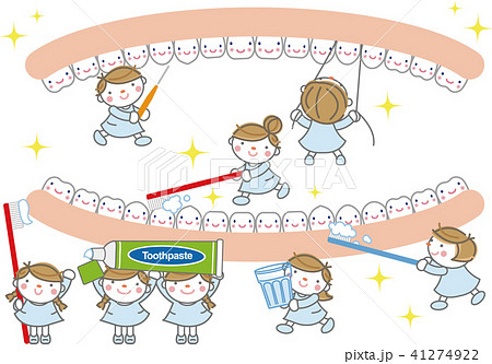 歯科26_歯磨き 8人の女の子 歯科26_歯磨き 8人の女の子 41274922