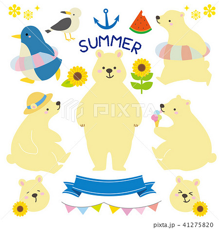 白クマイラストセットのイラスト素材 白クマイラストセットのイラスト素材