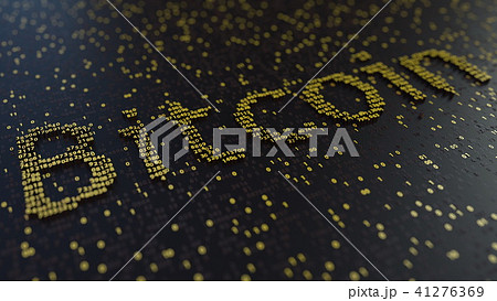 Bitcoin word made of moving golden numbers. Cryptocurrency mining or transactions related conceptual 41276369