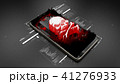 Red pirate skull on smartphone screen, mobile hack 41276933