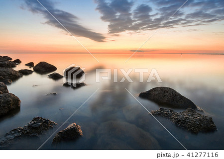 Calm sea of rocky beach of the Black Sea after  41277116