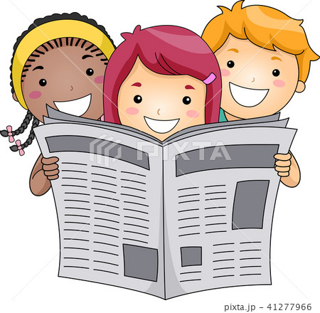 Kids Reading Newspaper Illustration 41277966