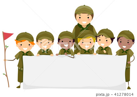 Stickman Kids Boy Scouts Banner Illustration 41278014