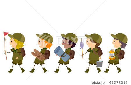 Stickman Kids Boy Scouts Walk Illustration Stickman Kids Boy Scouts Walk Illustration 41278015