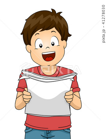 Kid Boy Hold Paper Speech Illustrationのイラスト素材 Kid Boy Hold Paper Speech Illustrationのイラスト素材