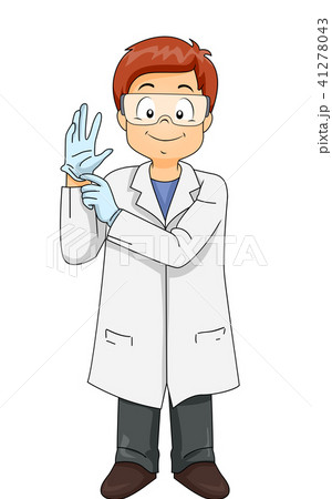 Kid Boy Scientist Wearing Gloves Illustration 41278043