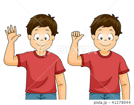 Kid Boy Sign Language Goodbye Illustration 41278044