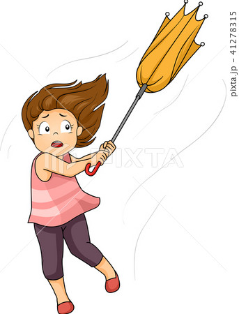 Kid Girl Windy Day Illustration 41278315