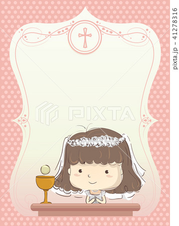 Kid Girl First Communion Invitation Illustration 41278316