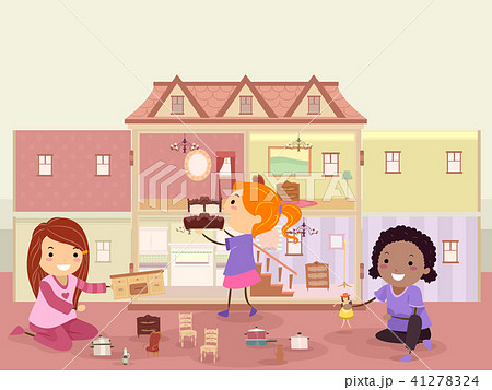 kids play doll house