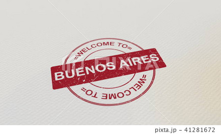 WELCOME TO BUENOS AIRES stamp red print on the paper. 3D rendering  41281672