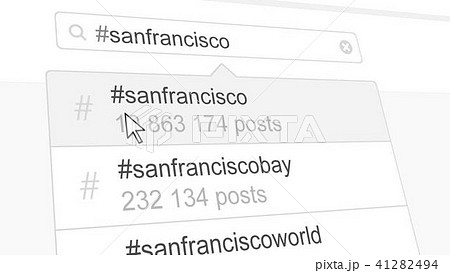 San Francisco hashtag search through social media posts. 3D rendering 41282494