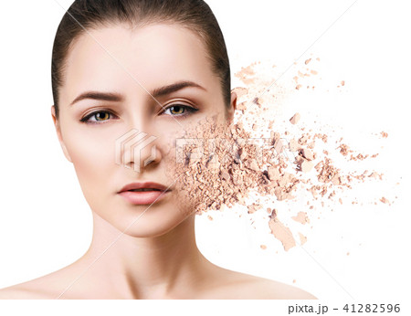 Woman face made from crumbly powder. 41282596