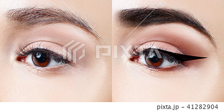 Makeup on eye step by step. Close-up shot. Makeup on eye step by step. Close-up shot. 41282904
