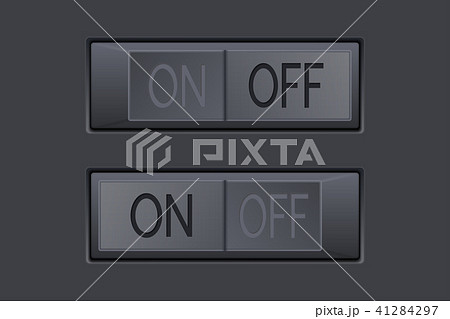 On and Off toggle switch buttons. Black 3d icons 41284297