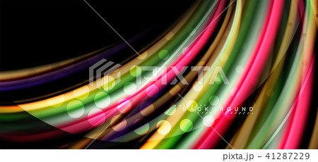 Multicolored wave lines on black background design Multicolored wave lines on black background design 41287229