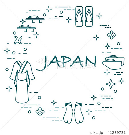Traditional japanese clothing, shoes and shurikens Traditional japanese clothing, shoes and shurikens 41289721