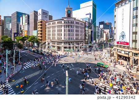 東京都 銀座 歩行者天国の写真素材