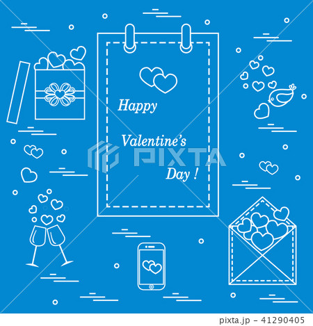 calendar with Valentine's Day, gifts, postal 41290405