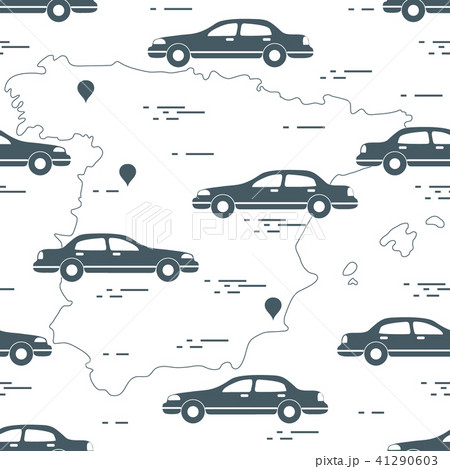 Pattern with cars and map of Spain Travel and 41290603