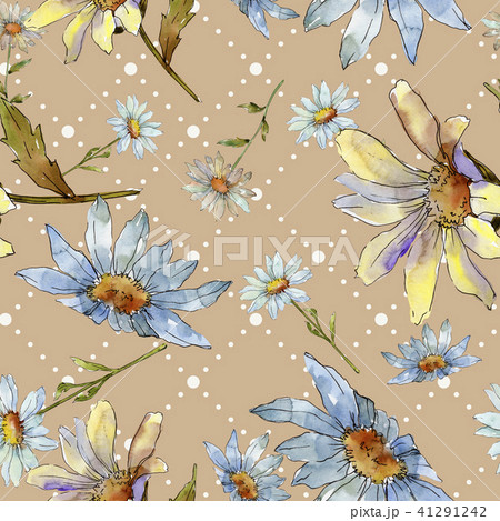 Wildflower daisy. Seamless background pattern. Fabric wallpaper print texture. Wildflower daisy. Seamless background pattern. Fabric wallpaper print texture. 41291242