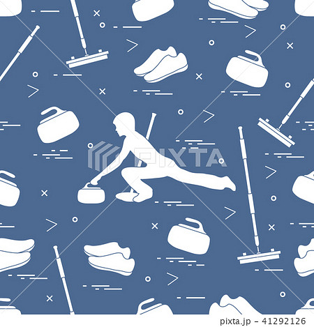 Vector pattern of different objects curling sport Vector pattern of different objects curling sport 41292126