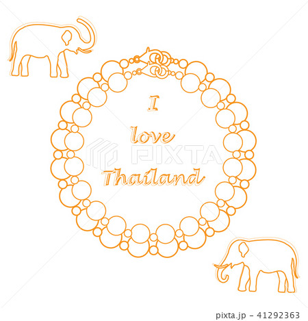 Stylized icon of pearl necklace and elephants Stylized icon of pearl necklace and elephants 41292363