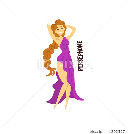 Persephone Olympian Greek Goddess, ancient Greece mythology character vector Illustration on a white 41292597