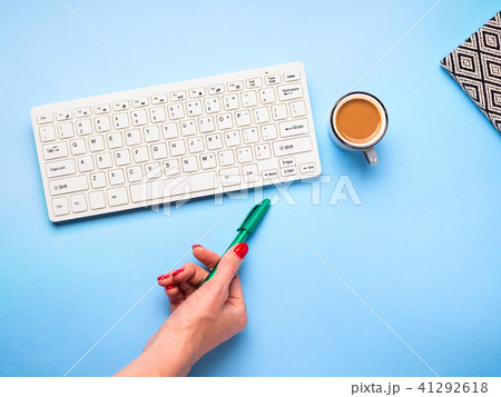 Keyboard, coffee and pen. Writing concept Keyboard, coffee and pen. Writing concept 41292618